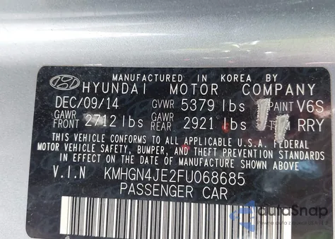 2015 Hyundai Genesis 3.8 z USA, uszkodzony, nr VIN KMHGN4JE2FU068685